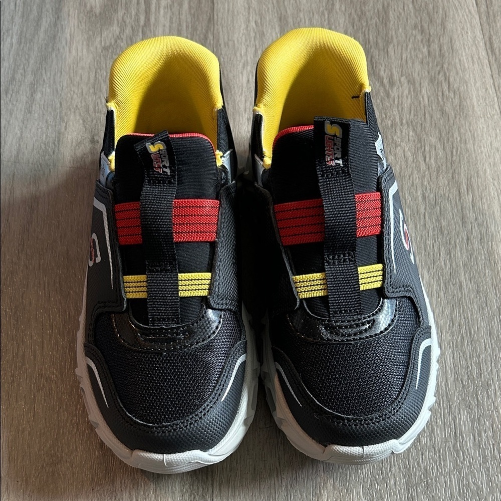Skechers Kids Black Sneakers with Red and Yellow Straps,Lights on the side,(NWOT